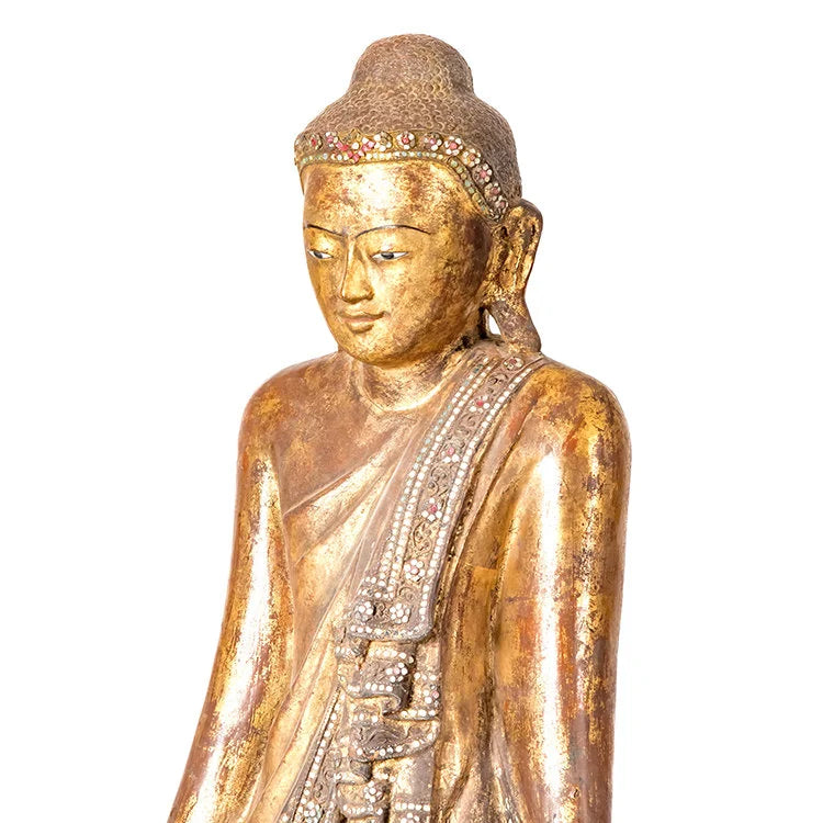 MANDALAY 19th Century Wooden Standing Buddha