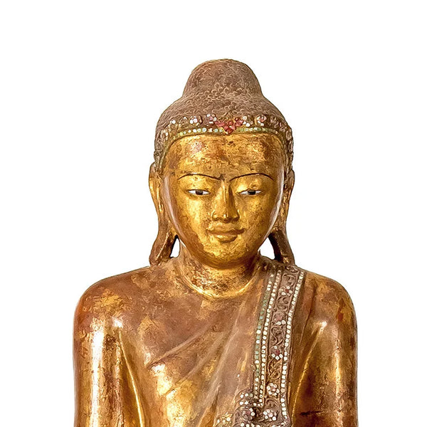 MANDALAY 19th Century Wooden Standing Buddha