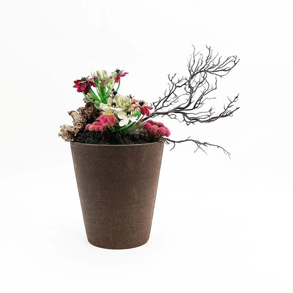 Nature Round Pot with Artificial Flower | OVO