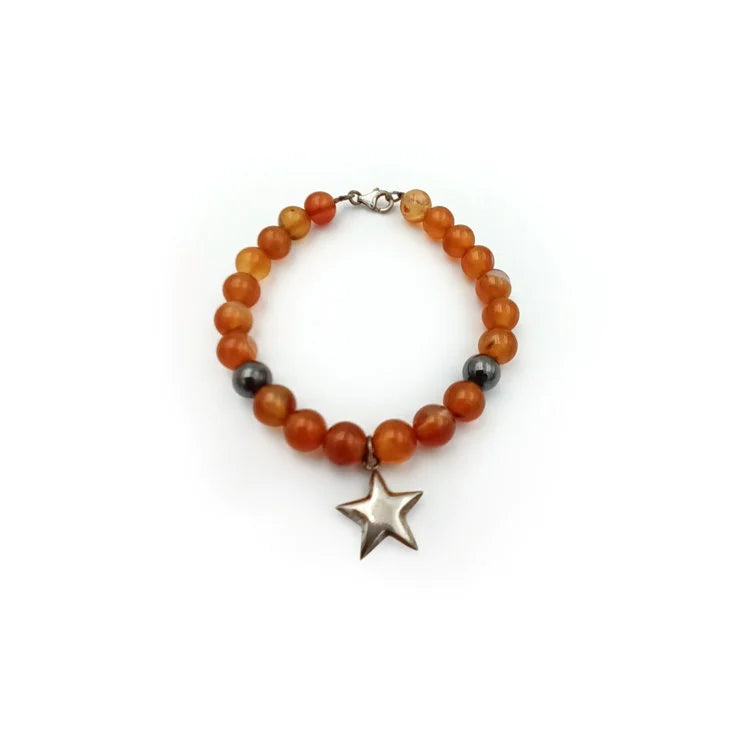 Red Agate Bracelet with 925 Silver Charm - OVO