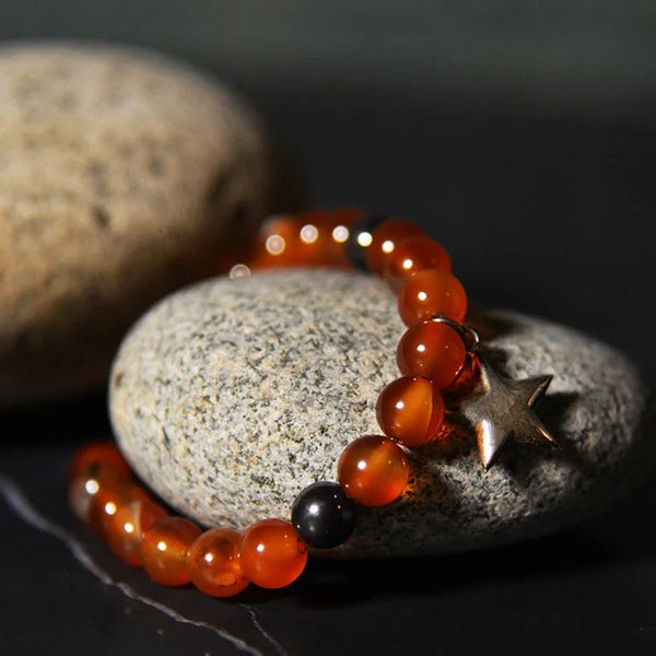 Red Agate Bracelet with 925 Silver Charm - OVO