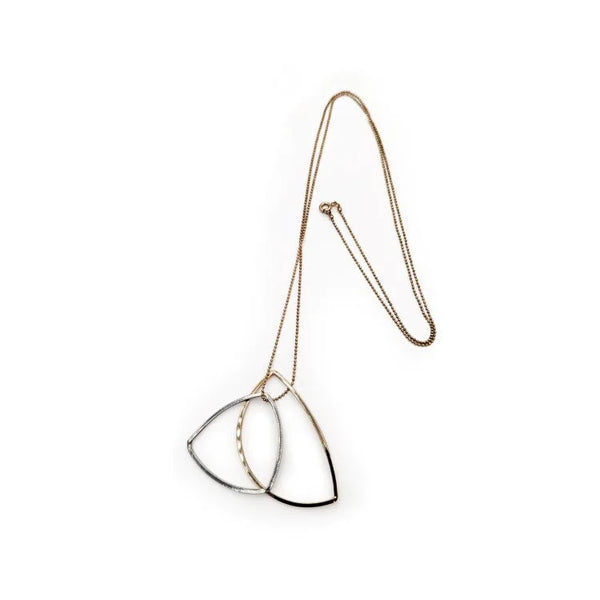Rhodium Silver & 14k Gold Plated Necklace - OVO