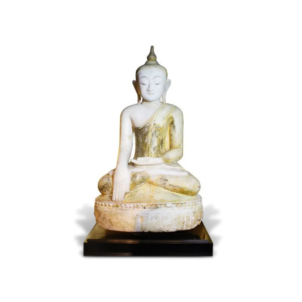 Shan Style 18th Century Alabaster Sitting Buddha - OVO