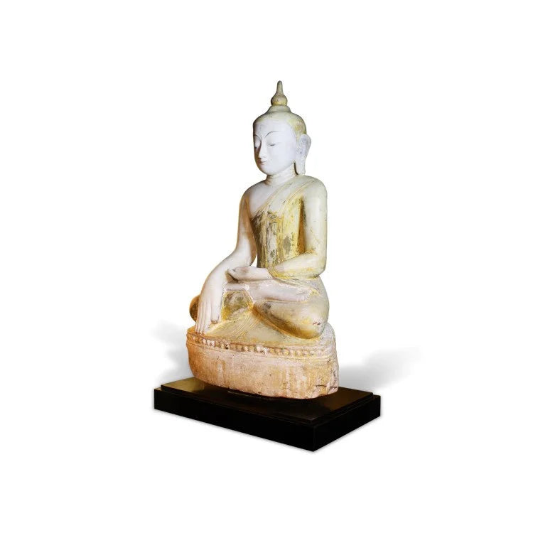 Shan Style 18th Century Alabaster Sitting Buddha - OVO