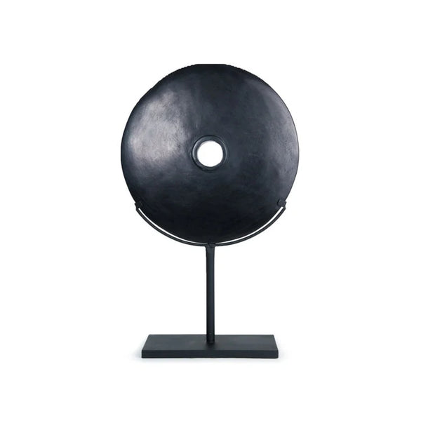SMOOTH FINISH BLACK STONE in Coin Shape w/ Stand - l