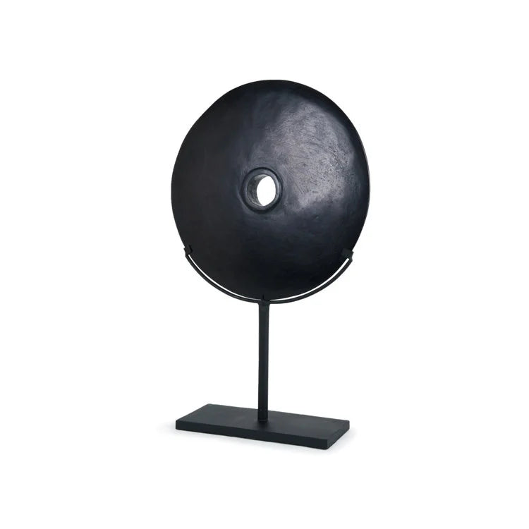 SMOOTH FINISH BLACK STONE in Coin Shape w/ Stand