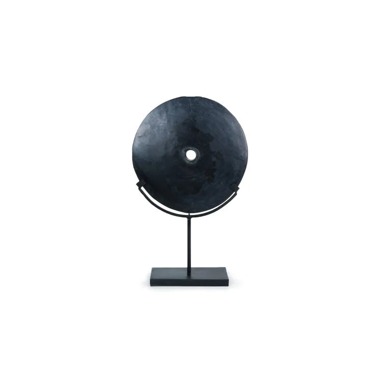 SMOOTH FINISH BLACK STONE in Coin Shape w/ Stand