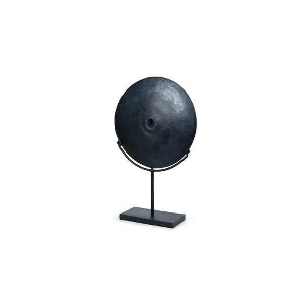 SMOOTH FINISH BLACK STONE in Coin Shape w/ Stand