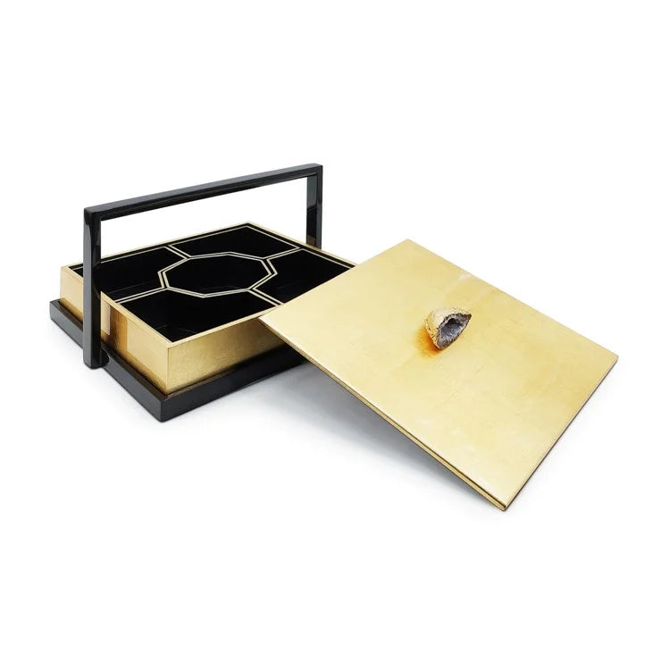 Splendid Square Candy Box with Handle - Gold | OVO