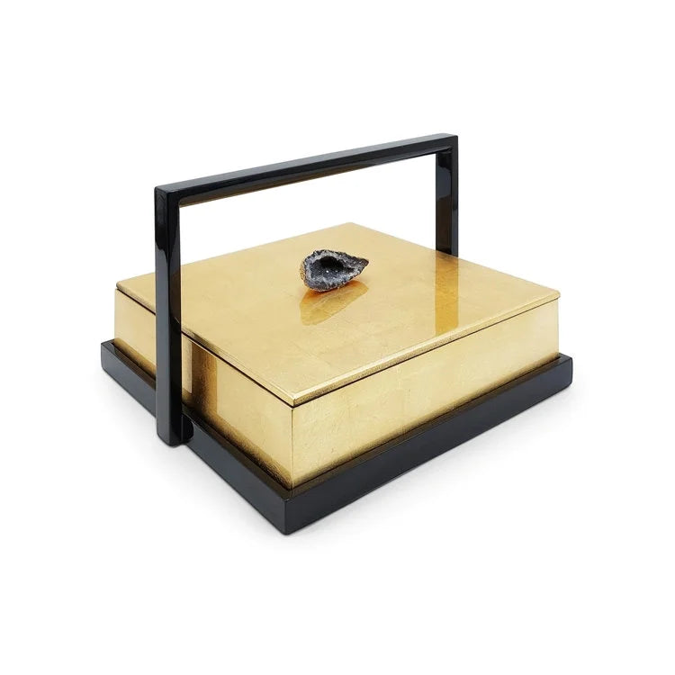 Splendid Square Candy Box with Handle - Gold | OVO