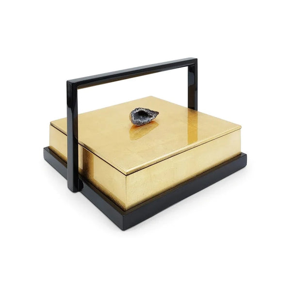 Splendid Square Candy Box with Handle - Gold | OVO