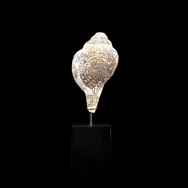 TIBETAN Buddhist Auspicious Conch Shell on Stand