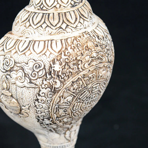 TIBETAN Buddhist Auspicious Conch Shell on Stand