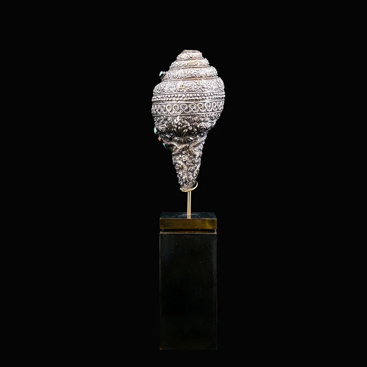 TIBETAN Buddhist Conch Shell with Silver Handcrafted