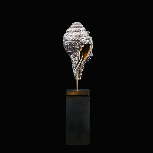 TIBETAN Buddhist Conch Shell with Silver Handcrafted