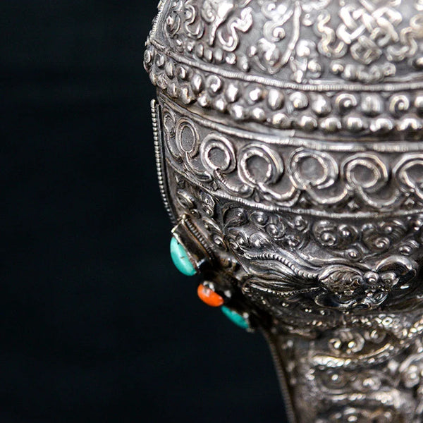 TIBETAN Buddhist Conch Shell with Silver Handcrafted