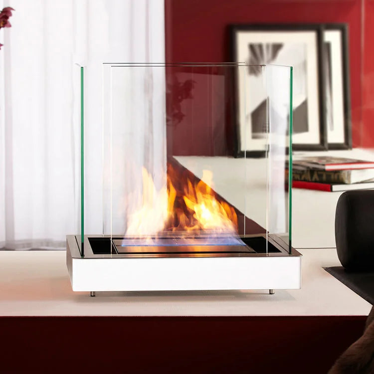 TOP FLAME Fireplace with Black Cabinet & Glass (Outdoor)