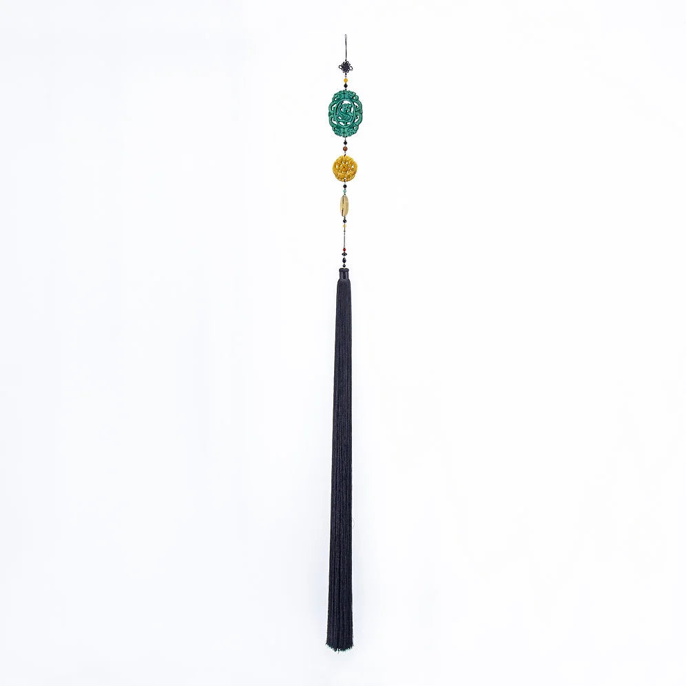 Triple Jade with Long Black Tassel - OVO