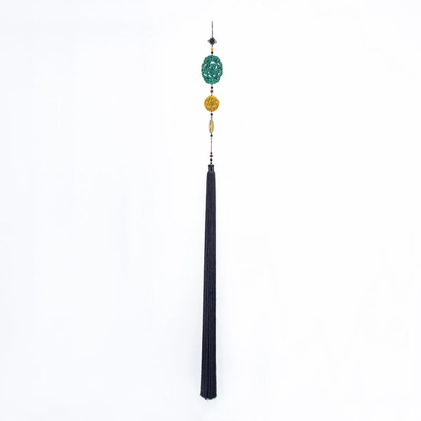 Triple Jade with Long Black Tassel - OVO
