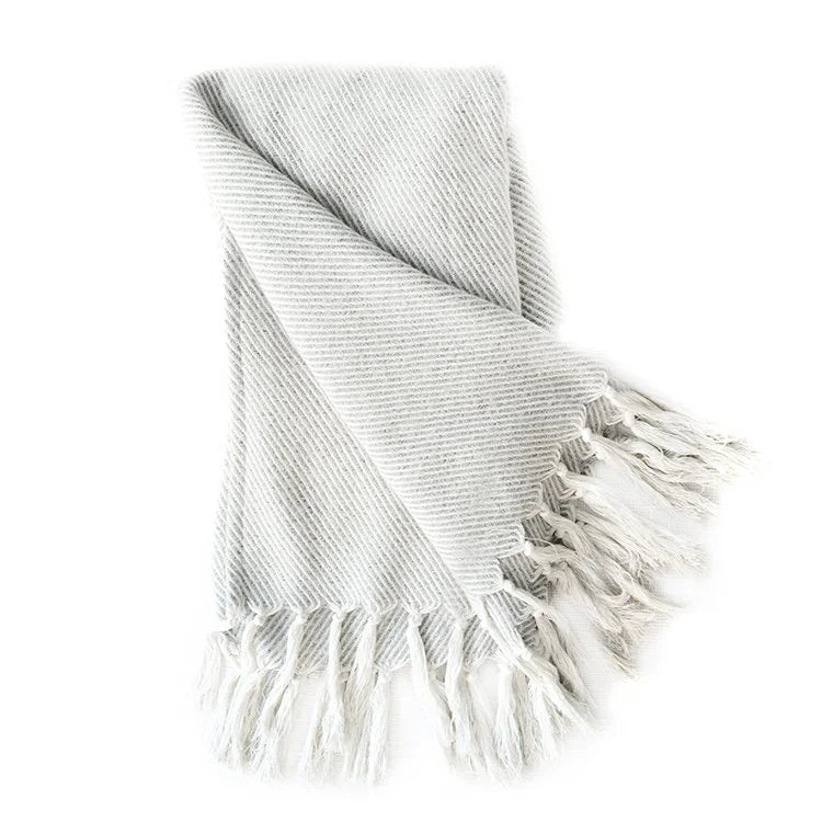 TWILL Throw - White/ Grey