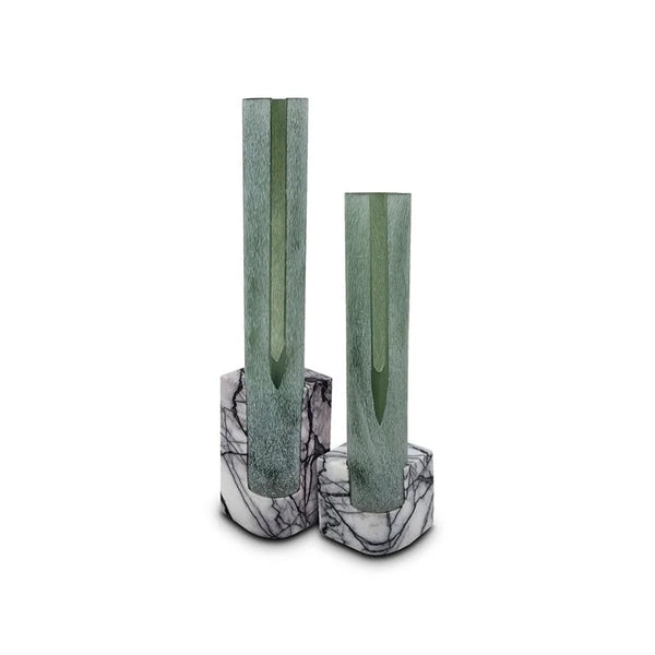 VINCY Glass Vase with Marble Base - Small