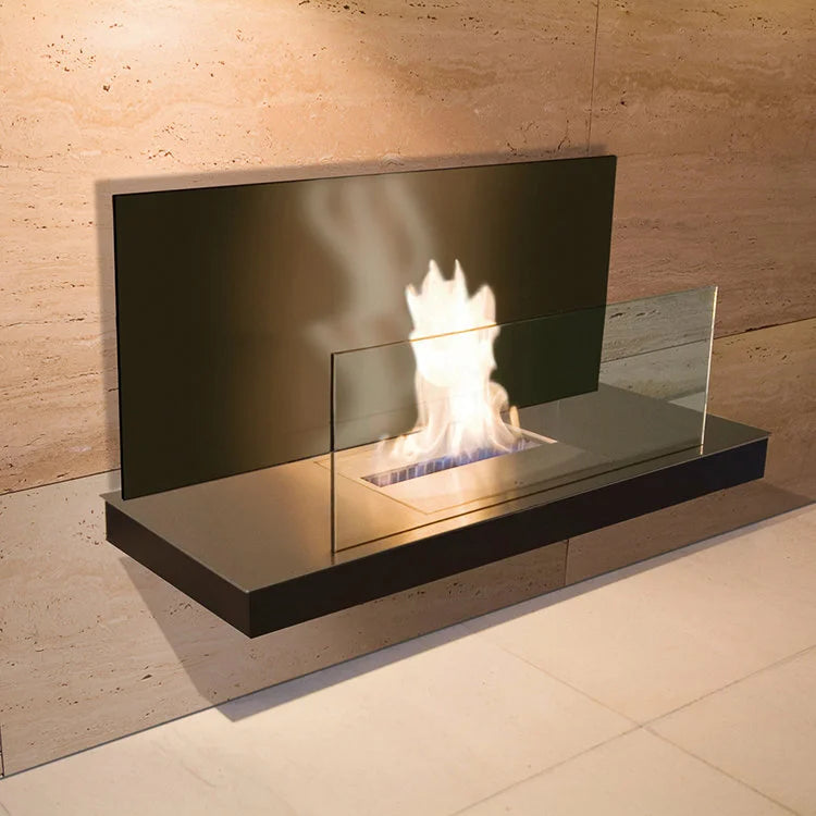 WALL Flame II Fireplace - Matt Black Cabinet