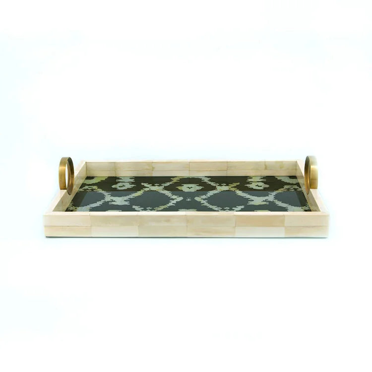 WHITE Bone Rectangle Tray w/ Handle - M