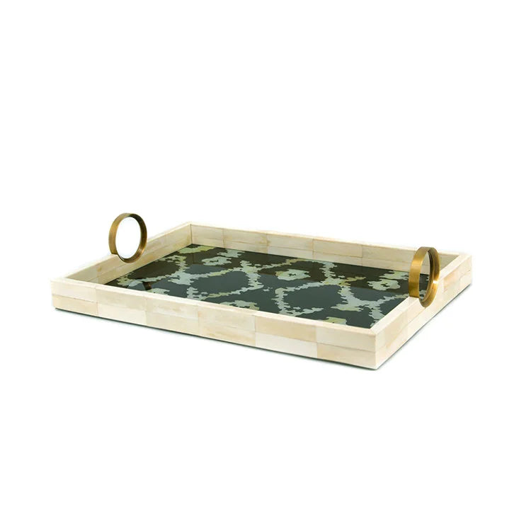WHITE Bone Rectangle Tray w/ Handle - M