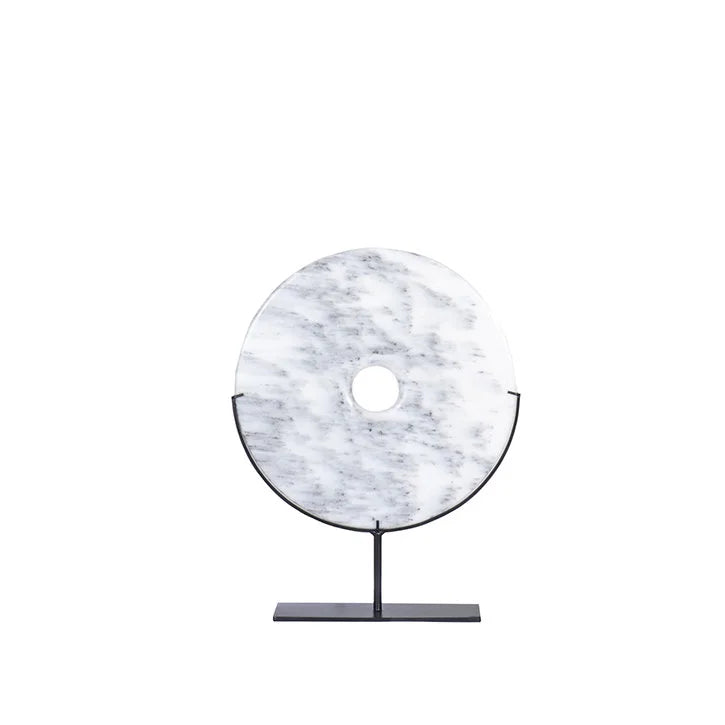 White Marble Round Disc with Stand | OVO