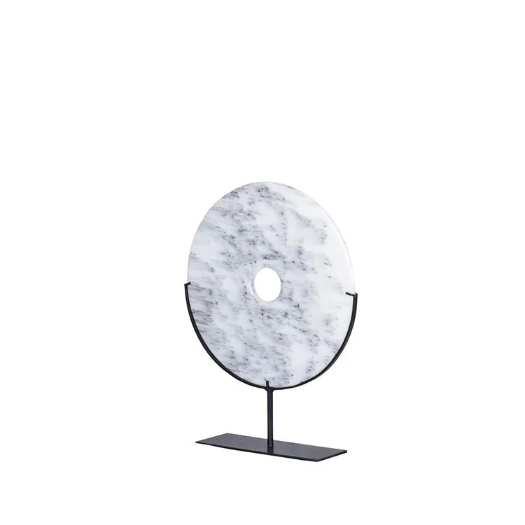 White Marble Round Disc with Stand | OVO