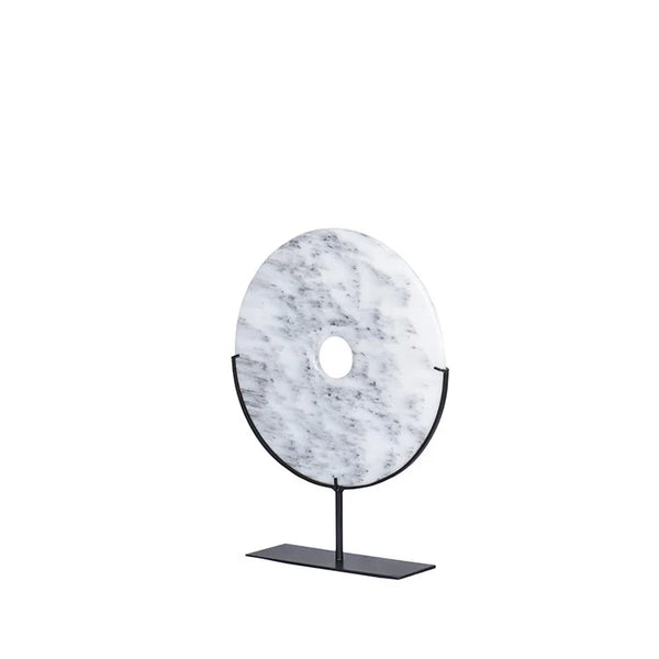 White Marble Round Disc with Stand | OVO