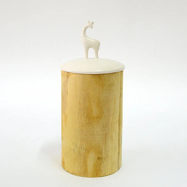 OVO - Wooden Jar w/ Ceramic Lid - Deer - H300mm