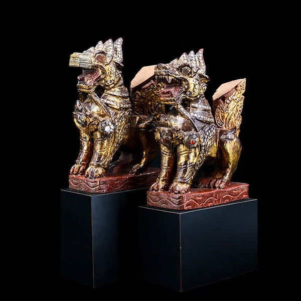 Wooden Lion with Stand, Set of 2 | OVO