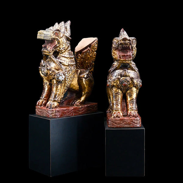 Wooden Lion with Stand, Set of 2 | OVO