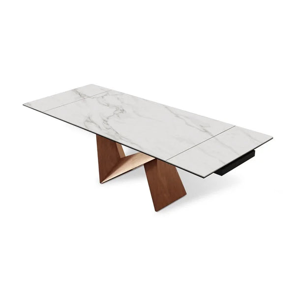 YANKA Extendable Dining Table - White Stone Pattern (W1800-2400mm)